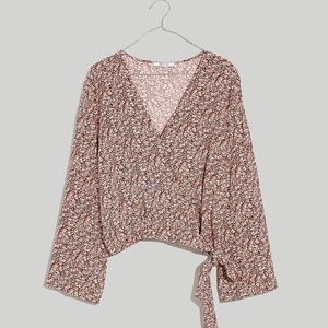 Madewell Tie-Front Wrap Top in Cottage Garden, NWT, S